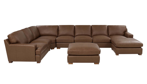 English Elm Leather Match Modular Sectional Sofa Top Grain Upholstered L Shaped Living Room Dark Brown B2748S00029