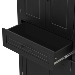 English Elm [video] Tall Matte Black Bathroom Cabinet with Drawer Adjustable Shelves and Door Racks N759P241667B