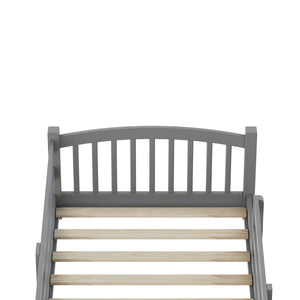 English Elm Twin Montessori Floor Bed Solid Pine Frame with Safety Guardrails for Kids Bedroom Gray N733P400298E
