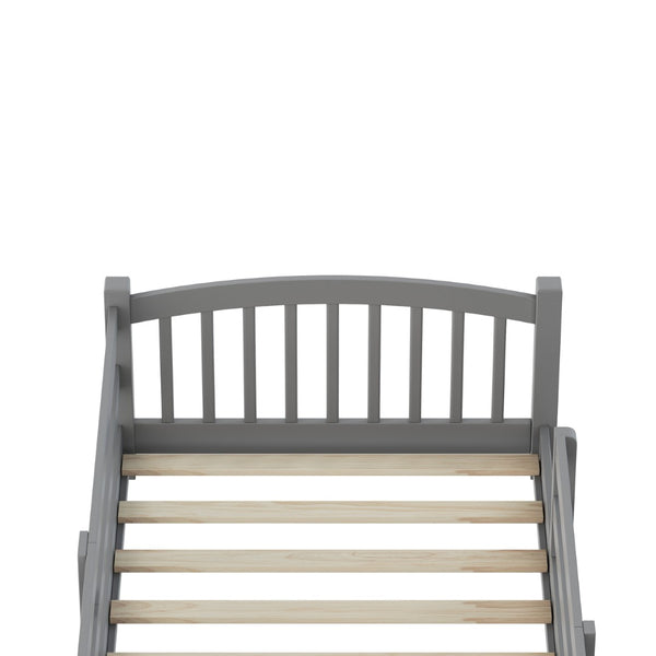 English Elm Twin Montessori Floor Bed Solid Pine Frame with Safety Guardrails for Kids Bedroom Gray N733P400298E