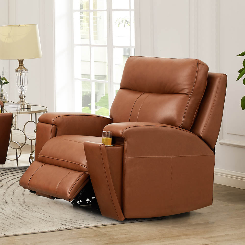 English Elm Venice Premium Power Headrest Zero Gravity Recliner Brown Leather, Memory Foam, Pocket Coil Comfort B2705P338106