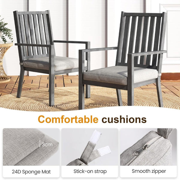 English Elm Set of 4 Outdoor Aluminum Dining Chairs Wood Grain Texture Waterproof Cushioned Patio Gray B082P455142