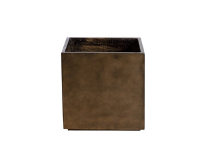 Sunpan TANSY Planter - Contemporary Square Design in Antique Bronze for Elegant Indoor and Outdoor Spaces Gold 111134