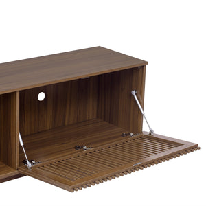 English Elm Mid-Century 74" Walnut TV Stand with Cat Litter House, Sliding Glass Doors, Sisal Scratcher, Sturdy Legs N843P251412W