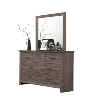 English Elm Natural Retro-Modern Wooden Dresser with Tapered Legs, Weathered Grey-Brown Finish & Black Grooves Natural 62 L x 21 W x 5 H B011P193966