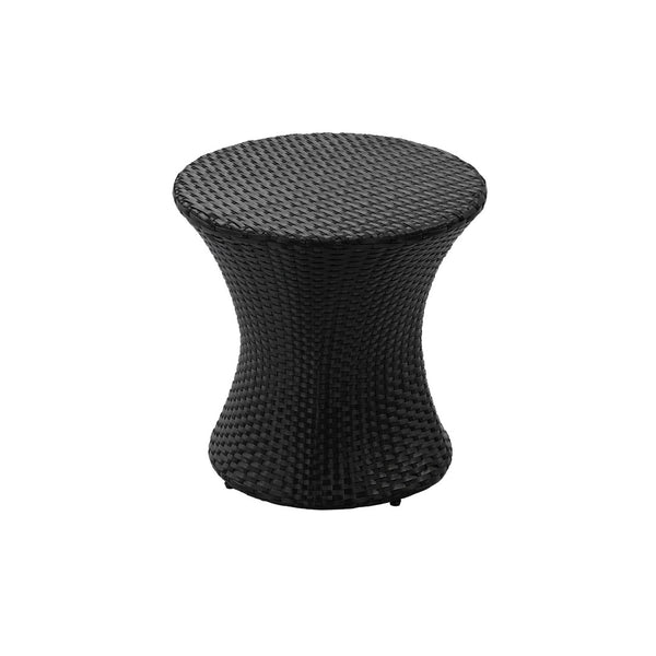 English Elm 19" Kono Hourglass Wicker Side Table Pe Rattan Sculptural Accent for Patio or Living Room Black N773P362078R