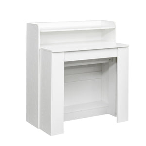 English Elm Modern Extendable Dining Table with Hidden Storage, Space-Saving Expandable Design for Small Homes White W331P191550