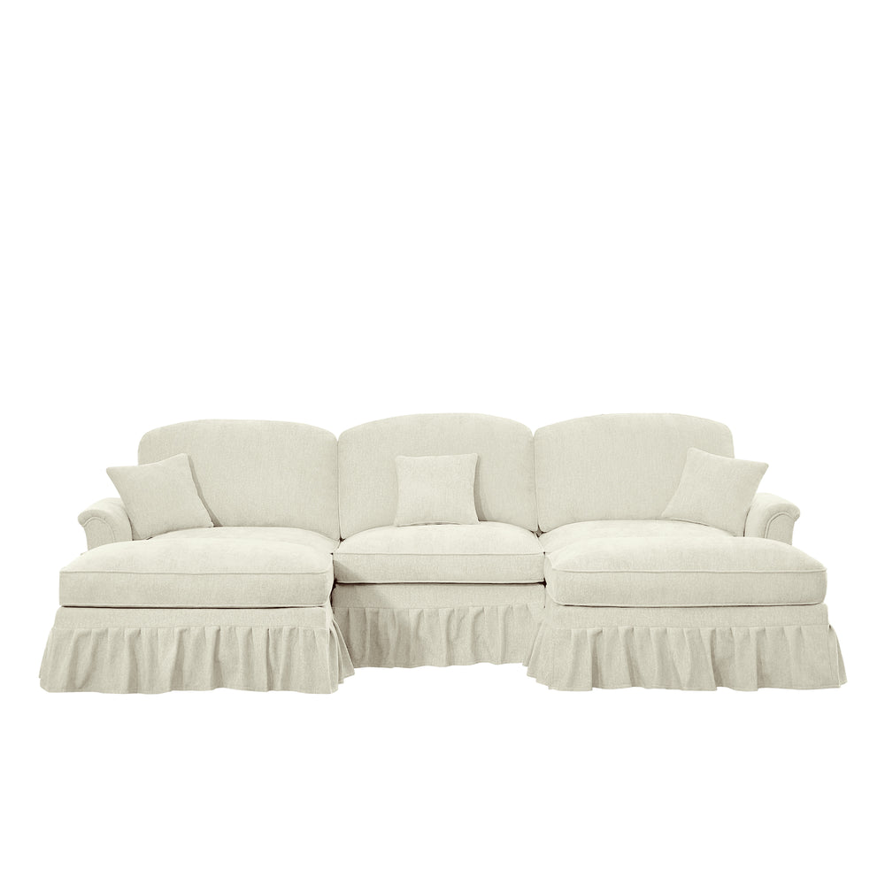 English Elm Classic Comfy Modular U-Shape Sectional Sofa: Stylish Chenille Couch With Flared Arms & Ottomans W3041S00235