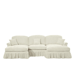 English Elm Classic Comfy Modular U-Shape Sectional Sofa: Stylish Chenille Couch With Flared Arms & Ottomans W3041S00235