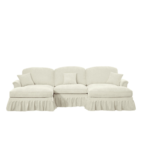 English Elm Classic Comfy Modular U-Shape Sectional Sofa: Stylish Chenille Couch With Flared Arms & Ottomans W3041S00235