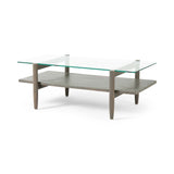 Christopher Knight Home® - Noble House - Leddy Acacia Wood Coffee Table with Tempered Glass Top, Gray Finish