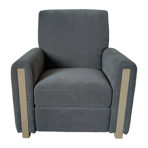 JLA Home Chapel Hill - Recliner Scarlett upholstered in blue fabric with oak legs, solid wood frame and high-density comfort Grey CH103-0005