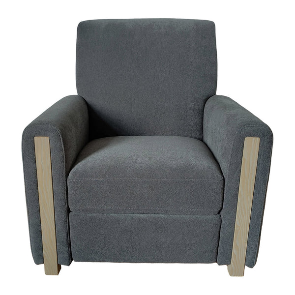 JLA Home Chapel Hill - Recliner Scarlett upholstered in blue fabric with oak legs, solid wood frame and high-density comfort Grey CH103-0005