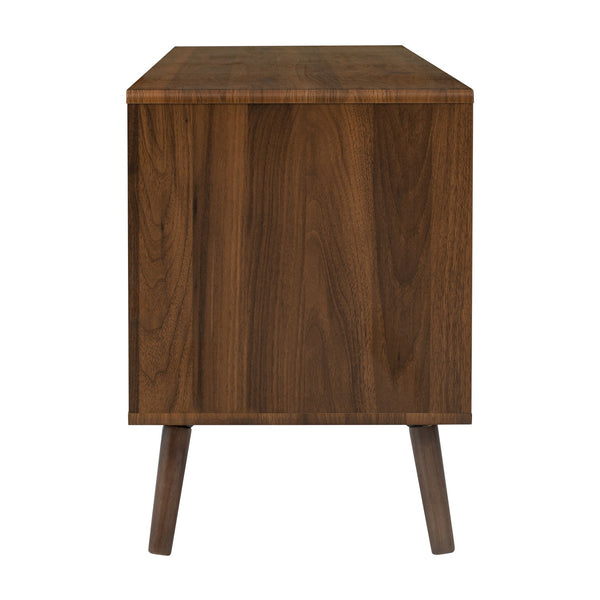 English Elm Mid Century TV Stand Natural Wood Grain with Drop-Down Door, 2 Drawers & 4 Cabinets, Cable-Managed Storage (Fits TVs up to 80") N710P295758P