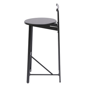 English Elm 27''H Ergonomic Barstool Set of 3 — Modern Black Metal & MDF Counter Chairs with Backrest, 220lbs W1757P265184