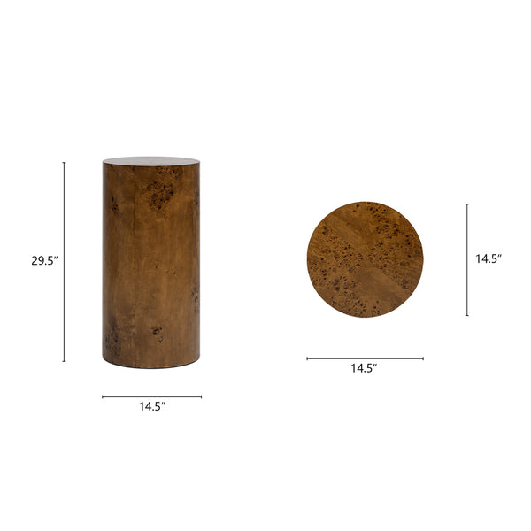 English Elm Jennifer Taylor Home - Nebula 29.5" Burl Accent Pillar Side Table – Unique Walnut Wood Design For Elegant Home Décor B2719P292911