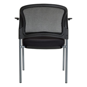 OSP Home Furnishings Progrid Mesh Back Stackable Office Chair with Titanium Frame and Lumbar Support Coal 86710R-30