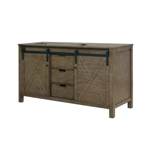 English Elm Rustic Brown Double Bath Vanity - 60" Wide, Solid Wood, Soft-Close Doors, Ample Storage Space B2731P260050-GIGA