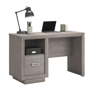 English Elm Desk, Space-Saving Medium Grey Finish With Storage Drawer & Cable Management For Home Office Use B356P354414