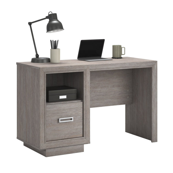 English Elm Desk, Space-Saving Medium Grey Finish With Storage Drawer & Cable Management For Home Office Use B356P354414