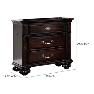 English Elm Syracuse Dark Walnut Nightstand with Antique Brass Hardware for Classic Bedrooms B056P417102