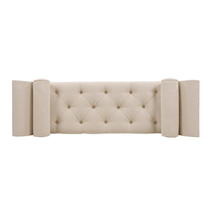 English Elm Alma Velvet Tufted Entryway Bench with Flared Arms and Bolster Pillows Included B2719P238454