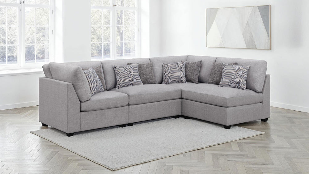 English Elm Lafayette Modular Sectional Sofa with Feather Down Cushions for Compact Living Rooms B062S01442