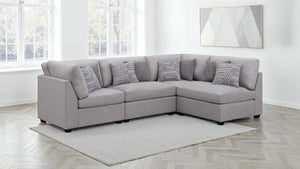 English Elm Lafayette Modular Sectional Sofa with Feather Down Cushions for Compact Living Rooms B062S01442