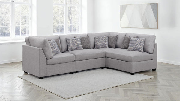 English Elm Lafayette Modular Sectional Sofa with Feather Down Cushions for Compact Living Rooms B062S01442