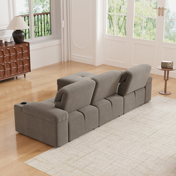 English Elm Modern Modular L-shaped sectional sofa 105-inch cloud deep-seat 4-seat cotton comfort with ottoman and storage Brown W3820S00009
