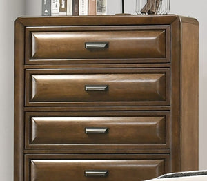 English Elm Transitional Brown Wood Chest with Dovetail Drawers Bronze Pulls and Bracket Legs B2741P372210