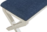 OSP Home Furnishings Monte Carlo Bench Navy, White Wash base