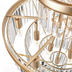 English Elm (Same As W1340P188536) Golden Luxury Crystal Chandelier - Modern 5-Tier Pendant Light For Elegant Spaces W1340P189340