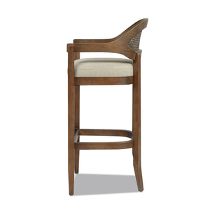 English Elm Jennifer Taylor Home - Americana Mid-Century Modern 30.5" Cane Back Bar Stool with Solid Oak Frame, Handmade Craftsmanship Beige B2719P296894