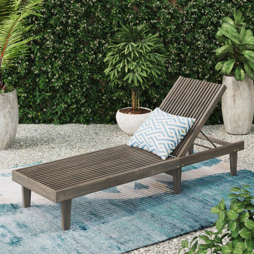 English Elm Christopher Knight Home® - NADINE Chaise Lounge Cushion – Waterproof Outdoor Patio Seat Pad with Removable Zipper Cover, Durable Wood-Core Comfort Grey 63493.00WTCGRY