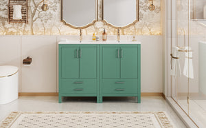English Elm 48'' Bathroom Vanity with Sink 48.8'' Modern Freestanding 6-Drawer Ceramic Basin Cabinet for Baths Green N710SS00006F