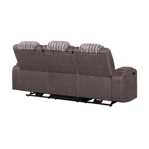 English Elm Duran Power Reclining Sofa with Led Lighting Headrest Usb and Drop Down Table Brown B201P412679