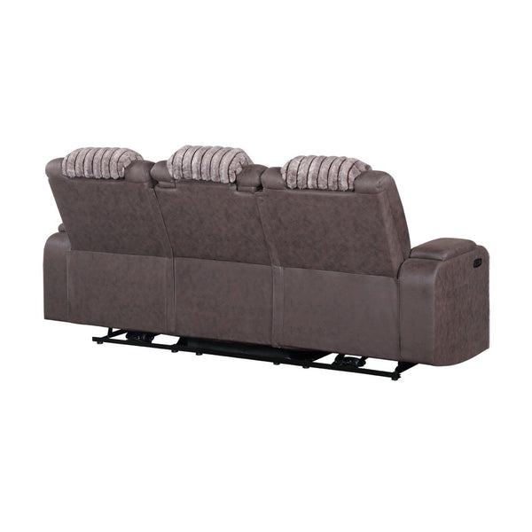 English Elm Duran Power Reclining Sofa with Led Lighting Headrest Usb and Drop Down Table Brown B201P412679