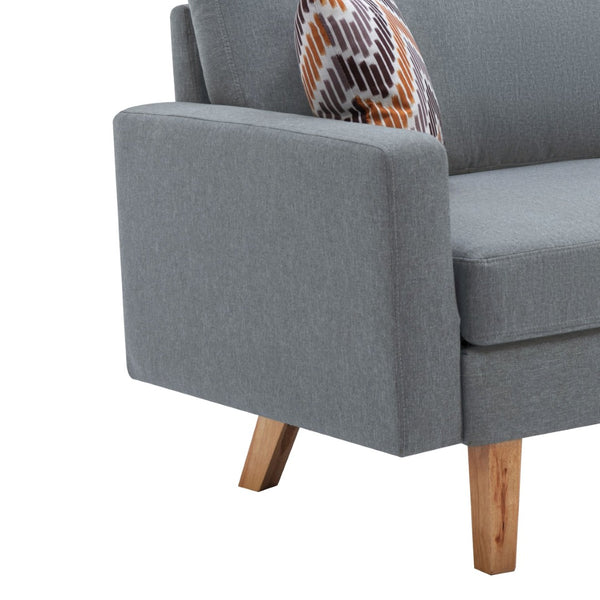 English Elm Bari Linen Upholstered Sofa with Pocket Coil Support and Solid Wood Legs for Living Room Gray B2749P413202