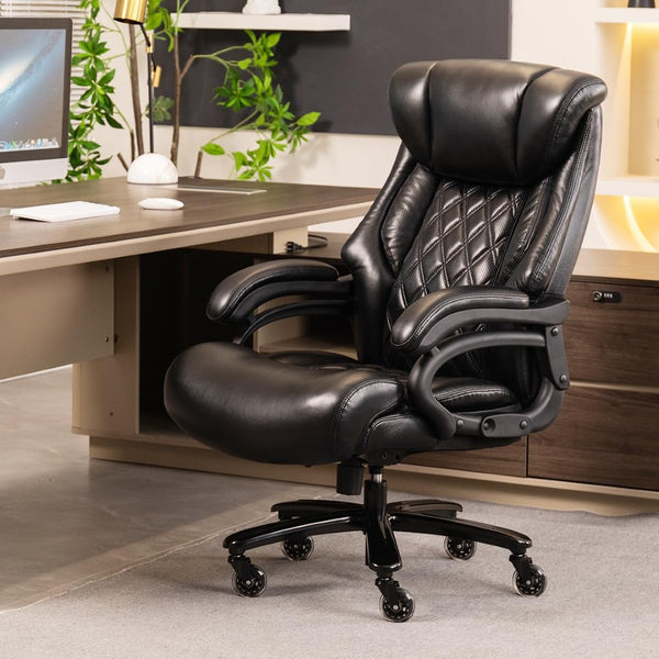 English Elm 500lbs Heavy Duty Executive Chair Wide Spring Seat Ergonomic High Back Home Office Black W5201P418289