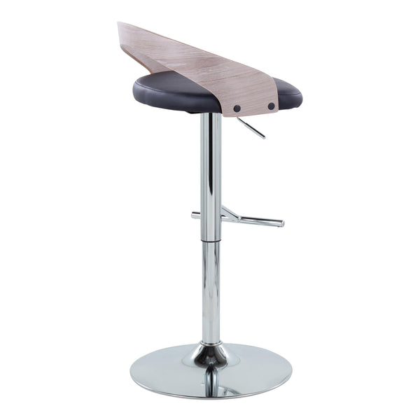 English Elm Grotto Adjustable Height Barstools Set Of 2 - Modern Swivel Design In Chrome & Faux Leather Comfort B202S00926