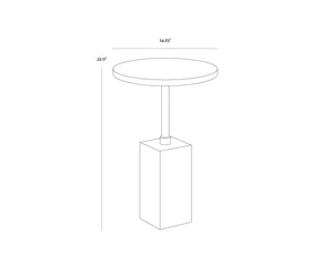 Sunpan MIZANI End Table - Sculptural Concrete Design with Dark Marble Look and Antique Brass Finish Green 112722