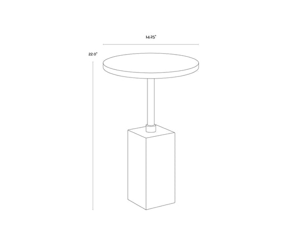 Sunpan MIZANI End Table - Sculptural Concrete Design with Dark Marble Look and Antique Brass Finish Green 112722
