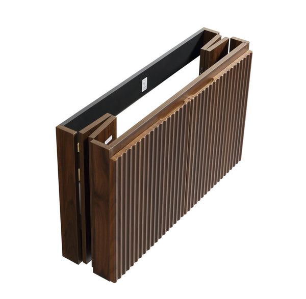 English Elm 30 Inch Floating Bathroom Vanity Fluted Wood Grain Front with Ceramic Integrated Sink Walnut W3520S00028