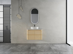 English Elm 30'' Wall-Mounted Bathroom Vanity With Elegant Ceramic Sink, Soft-Close Doors & Space-Saving Design W999S00464