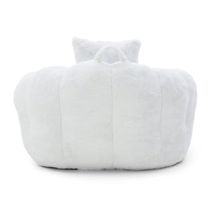 English Elm Giant Foam-Filled Bean Bag Chair with Footstool, Shell-Shaped Faux Fur Sofa for Gaming Reading уют White W2677P306793