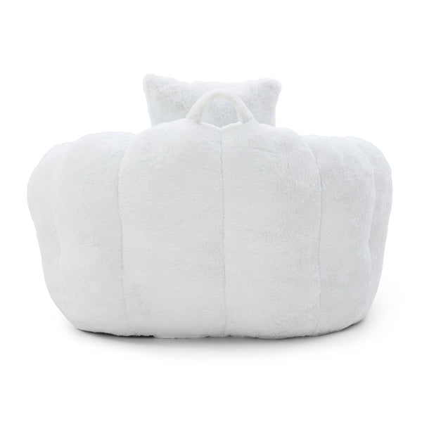 English Elm Giant Foam-Filled Bean Bag Chair with Footstool, Shell-Shaped Faux Fur Sofa for Gaming Reading уют White W2677P306793