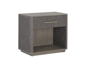 Sunpan Altman Retro-Inspired Nightstand with Faux Leather Frame & Soft-Close Drawers for Stylish Storage