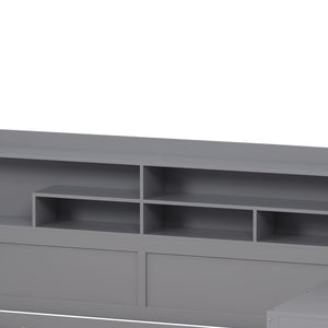 English Elm Wooden Twin Daybed with Trundle, Built-In Desk and Side Storage Shelves for Space-Saving Living Gray 54.4 L x 18 W x 5.6 H N733S242275E