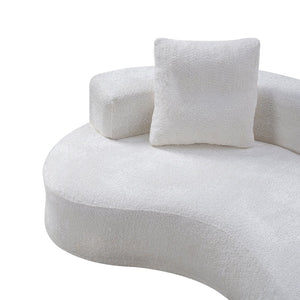 English Elm 79.5" Boucle Floor Sofa Seats Three with Cloud Soft Foam Core and Two Accent Pillows Cream White W5515P443753